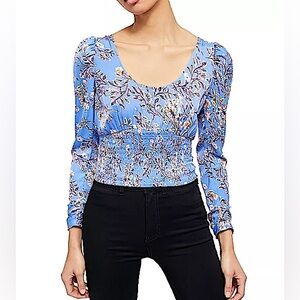 Free People | Blue Floral Santiago Print Blouse